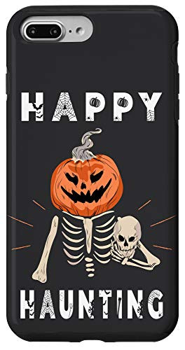 iPhone 7 Plus-8 Plus Skeleton Holding Jack-O-Lantern Pumpkin Happy Haunting Gift Case