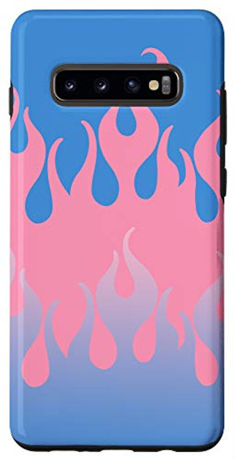 Galaxy S10 plus Y2K Aesthetic Blue Pastel Pink Flames 90's E-Girl Tribal Case