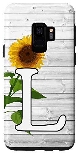Galaxy S9 Sunflower White Letter L Initial Monogram Personalized Gift Case