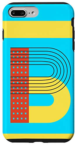 iPhone 7 Plus-8 Plus Initial Names Letter B Turquoise Yellow Design by Tighe Case