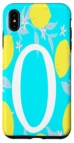 iPhone XS Max Letter O Monogram Yellow Lemon Teal Blue Background Wreath Case