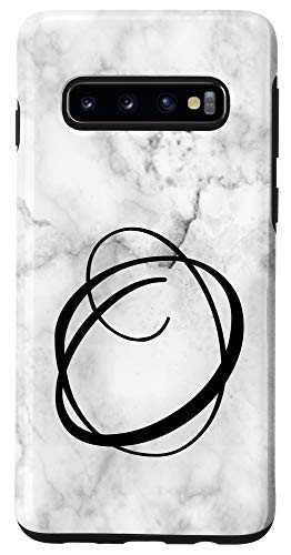 Galaxy S10 First Last Name Initial Letter O on White Black Design Case