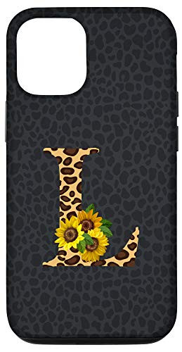 iPhone 12-12 Pro Leopard Cheetah Animal Print Sunflower Letter L Monogram Case