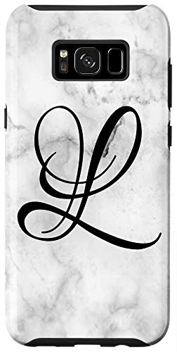 Galaxy S8 plus First Last Name Initial Letter L on White Black Design Case