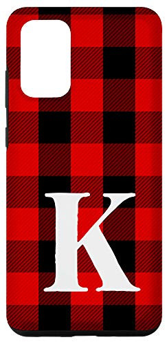 Galaxy S20 plus Buffalo Plaid Personalized Monogram Initial Letter "K" Case