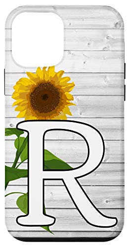 iPhone 12 mini Sunflower White Letter R Initial Monogram Personalized Gift Case
