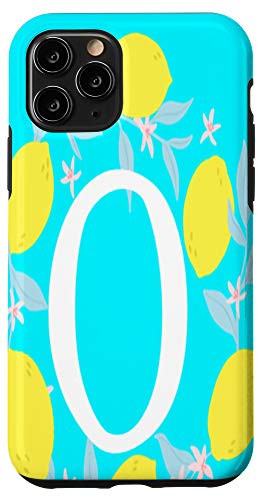 iPhone 11 Pro Letter O Monogram Yellow Lemon Teal Blue Background Wreath Case