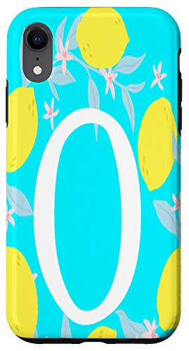 iPhone XR Letter O Monogram Yellow Lemon Teal Blue Background Wreath Case