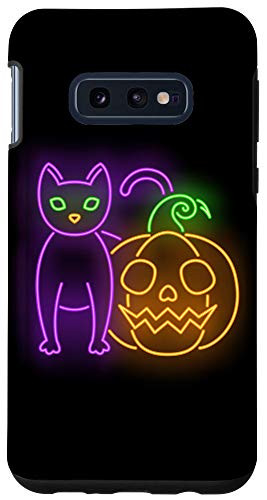 Galaxy S10e Halloween Spooky Black Cat  and  Jack O'Lantern Pumpkin Case