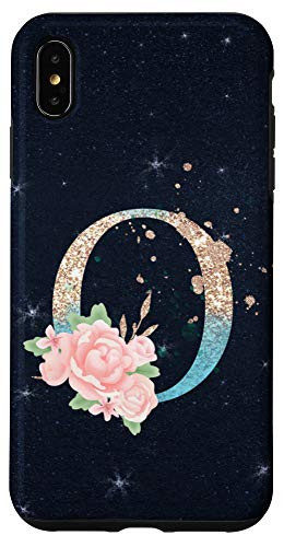 iPhone XS Max Floral Monogramm Letter O Stars Blue Background Case