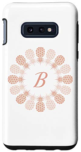 Galaxy S10e Letter B Monogram Pastel Rosegold Pineapple on White Case