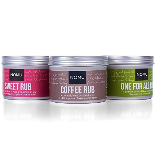 NOMU Rub Exotic Trio Set - Coffee, Sweet & One for All Seasonings (3-pack) - Premium Blends of Herbs & Spices - No MSG or Preservatives NOMU Rub Exotic Trio Set - Coffee, Sweet & One for All Seasonings (3-pack) - Premium Blends of Herbs & Spices - No MSG or Preservatives