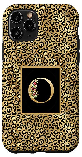 iPhone 11 Pro Modern Monogram Initial Letter O Leopard Animal Pattern Case