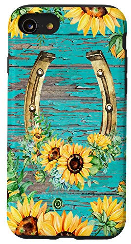 iPhone SE -2020- - 7 - 8 Horseshoe Sunflower Blue Vintage Retro for Woman Case