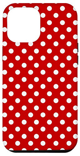 iPhone 12 Pro Max Bright red and white polka dots fun cheery polka dot design Case