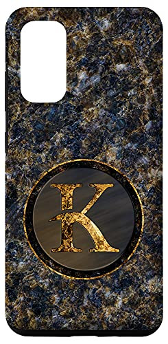 Galaxy S20 Monogram Initial Letter K Dark Blue Marbling Pattern Case