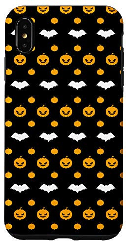 iPhone XS Max Halloween Theme Jack O' Lantern Pumpkin Bats Pattern Phone Case