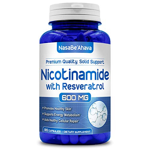 NasaBeahava Nicotinamide with Resveratrol - 120 Veggie Capsules - Vitamin B3 600mg -Niacinamide Flush Free-