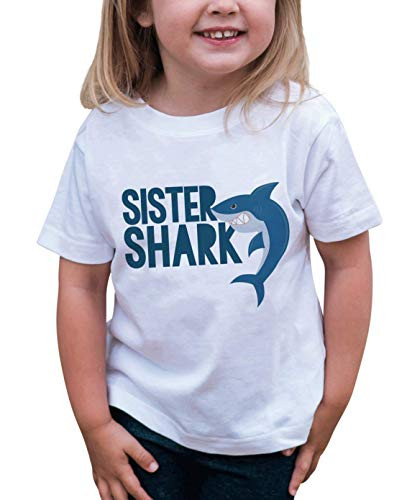 7 ate 9 Apparel Girl's Sister Shark T-Shirt Youth Medium White