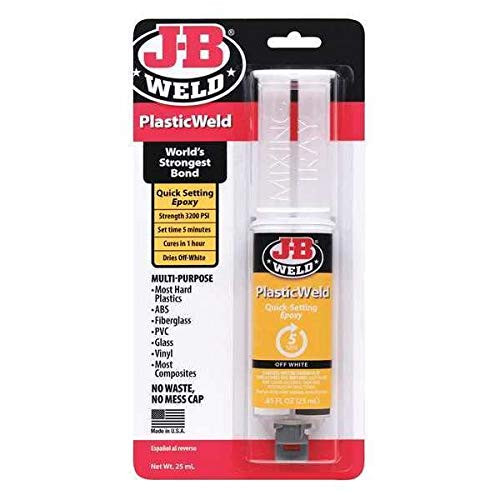 J-B Weld 50132 PlasticWeld Quick-Setting Epoxy Syringe - Dries Off-White - 25 ml