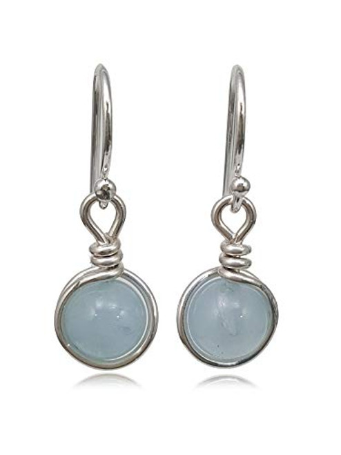 Sterling Silver Aquamarine Gemstone Dangle Drop Earrings - March Birthstone Sterling Silver Aquamarine Gemstone Dangle Drop Earrings - March Birthstone