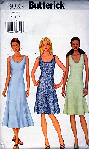 Butterick Sewing Pattern 3022 c2001 Misses Tank Top Dresses Size 12-14-16