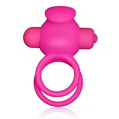 M.E.R.A. Powerful 10 speeds Vibrating Silicone Penis Ring Double Cock Rings -Pink-