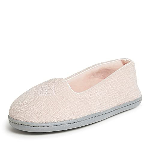 Dearfoams Women's Rebecca Chenille Closed Back Slipper Dusty Pink Small