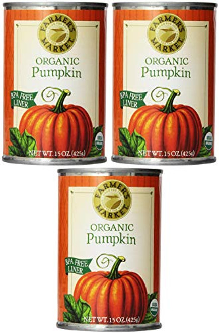 Farmer's Market Foods Organic Canned Pumpkin 15 Ounce Pack of 3