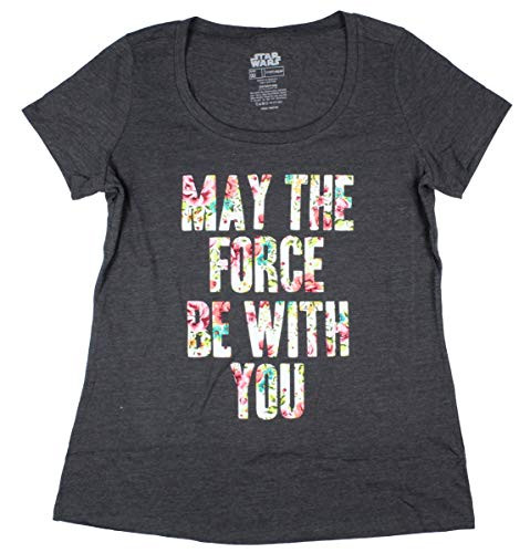 Star Wars Women's May The Force Be With You Floral Font Plus Size T-Shirt 6