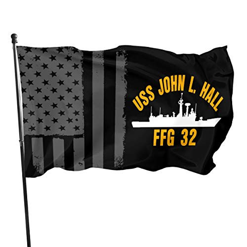 PINGqi USS John L Hall FFG 32 with USA Flag Banner Breeze Flag Outdoor Flags Home Flag Garden Flag 3' X 5' Ft