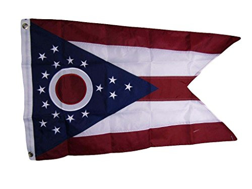AES 2x3 Embroidered State of Ohio OH 210D Sewn Nylon Flag 2'x3' Banner Grommets Double Stitched Fade Resistant Premium Quality