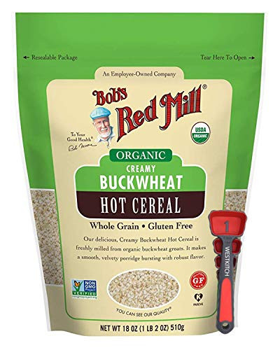 Bob's Red Mill Organic Creamy Buckwheat Hot Cereal 18 Ounce Bundle with Measuring Spoons by Westkitch