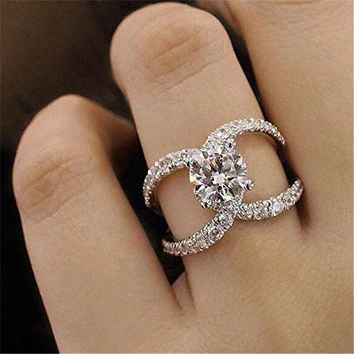 Saengthong 925 Silver White Topaz Women Jewelry Wedding Fashion Engagement Ring Sz 6-10 -10-