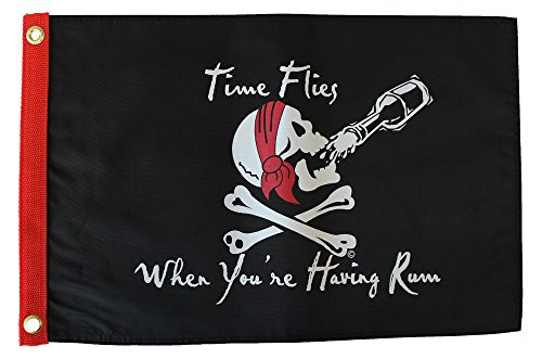Time Flies When You're Having Rum - 12 in x 18 in Pirate Flag
