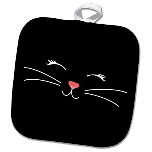3D Rose Too Cute Black Kitty Cat Face Nose and Whiskers Pot Holder, 8 x 8 3D Rose Too Cute Black Kitty Cat Face Nose and Whiskers Pot Holder, 8 x 8