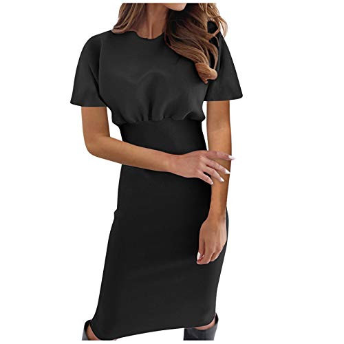 TooGIVE Women Sexy Solid Color Mini Dress O-Neck Short Sleeve Dress High Waist Casual Skirt Black TooGIVE Women Sexy Solid Color Mini Dress O-Neck Short Sleeve Dress High Waist Casual Skirt Black