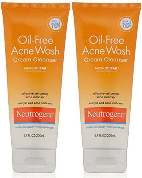 Neutrogena Acne Wash Cream Cleanser 6.7 Ounce -200ml- -Pack of 2-