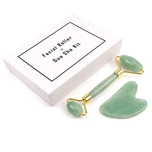 Jade Roller  and  Gua Sha Set for Slimming  and  Firming Anti Aging Jade Facial Roller Massager Quartz Roller Gua Sha Tools Massage Tools -B- Jade Roller  and  Gua Sha Set for Slimming  and  Firming Anti Aging Jade Facial Roller Massager Quartz Roller Gua Sha Tools Massage Tools -B-