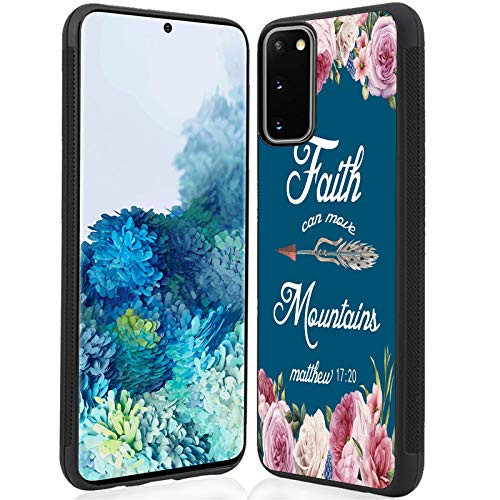 Galaxy S20 FE 5G CaseChristian Bible Verse Matthew 17-20 with Pink Flower Slim Anti-Scratch Shockproof TPU Back Protective Cover Compatible with Samsung Galaxy S20 FE 5G-2020- 6.5"