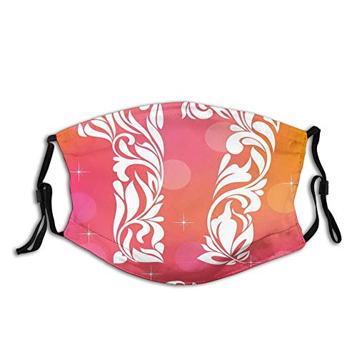 Comfortable Windproof maskFloral Leaves Swirls Seventeen Number with an Abstract ?Printed Facial decorations for adult SIZE-Adult