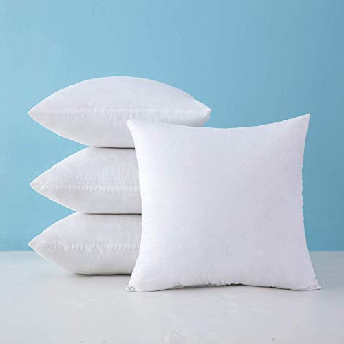 MIULEE Pack of 4 Hypoallergenic Premium Pillow Inserts Decorative Pillow Stuffers Square Form for Couch Sofa Bed Cushion 14x14 Inch
