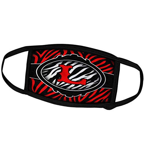 3dRose Wicked Red Zebra Initial Letter L - Face Covers -fc-102899-1-
