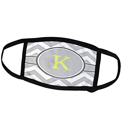 3dRose Grey and White Chevron with Yellow Monogram Initial K - Face Covers -fc-222099-3-