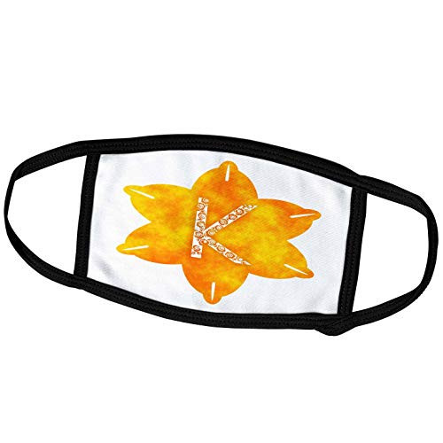 3dRose Letter K- Golden Yellow Daffodil Monogram - Face Covers -fc-241370-2-