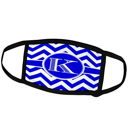 3dRose Blue and White Chevron Monogram White Initial K - Face Covers -fc-253032-2-