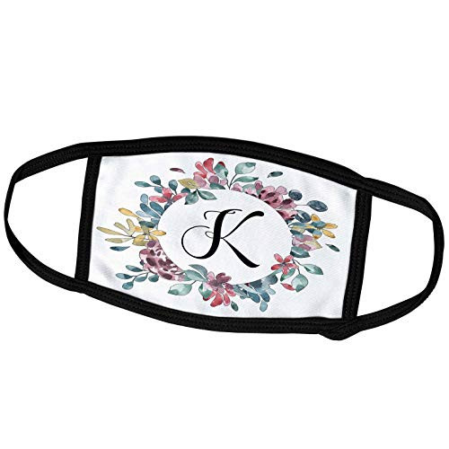 3dRose Pretty Watercolor Floral Circle Frame with A Monogram Initial K - Face Covers -fc-274058-3- 3dRose Pretty Watercolor Floral Circle Frame with A Monogram Initial K - Face Covers -fc-274058-3-