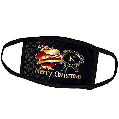 3dRose Image of Christmas Santa Claus Monogram- Letter K- Not Foil. - Face Covers -fc-298096-2- 3dRose Image of Christmas Santa Claus Monogram- Letter K- Not Foil. - Face Covers -fc-298096-2-