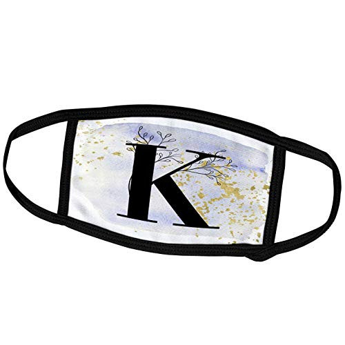 3dRose Modern Image of Blue Watercolor Image of Gold Splatter Monogram K - Face Covers -fc-318079-3- 3dRose Modern Image of Blue Watercolor Image of Gold Splatter Monogram K - Face Covers -fc-318079-3-