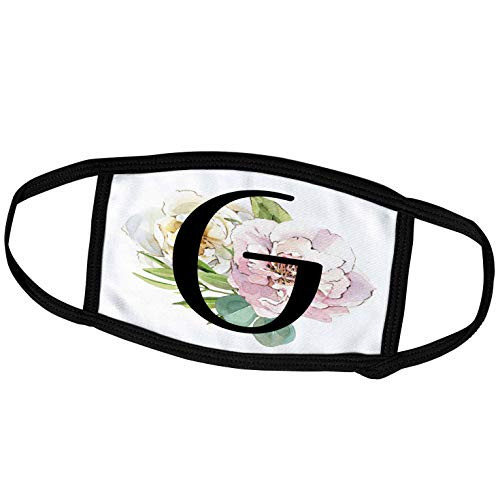 3dRose Pretty Pink and White Peony Floral Monogram Initial G - Face Covers -fc-340830-3-